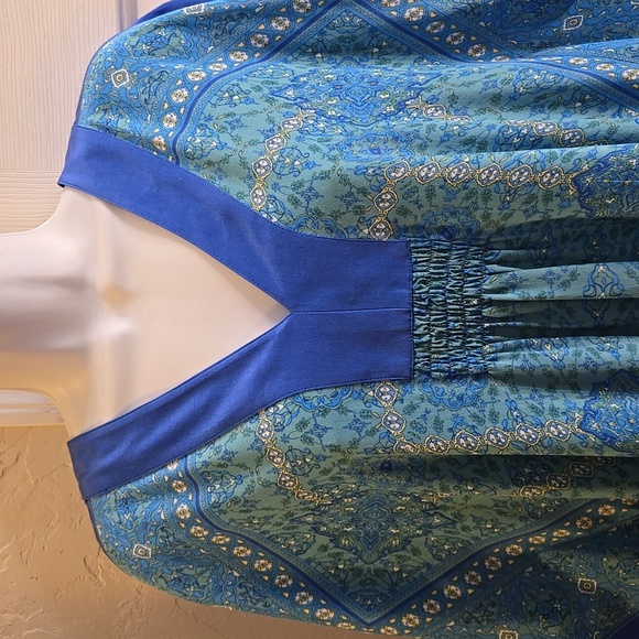 Coldwater Creek 100% Silk Caftan/Tunic/Blouse/Swimsuit Cover-up Sz. L/XL - Picture 2 of 9